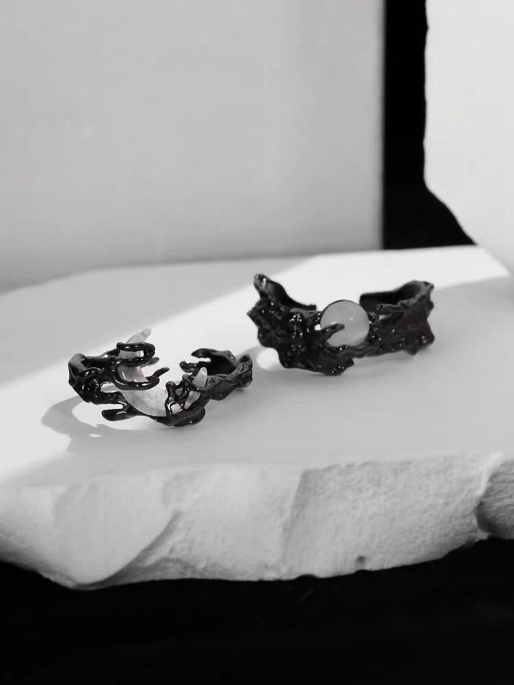 Offener Designer-Sonne- und Mondpaarring