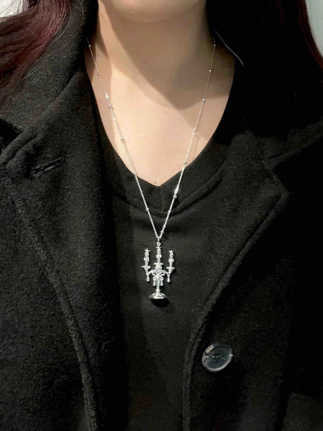 Vintage Silber Kerzenständer Stern Halskette