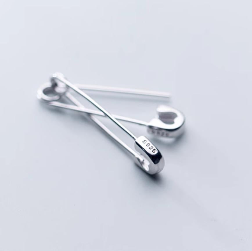 Unisex Designer Silber Pin Ohrstecker