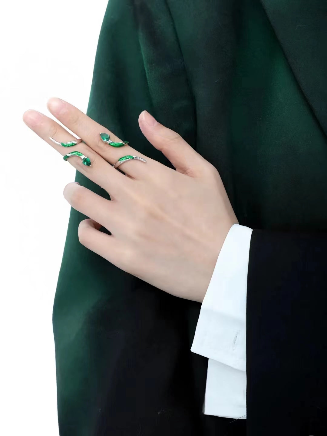 Offener Ring und Armband „Grüne Schlange“ von Slytherin
