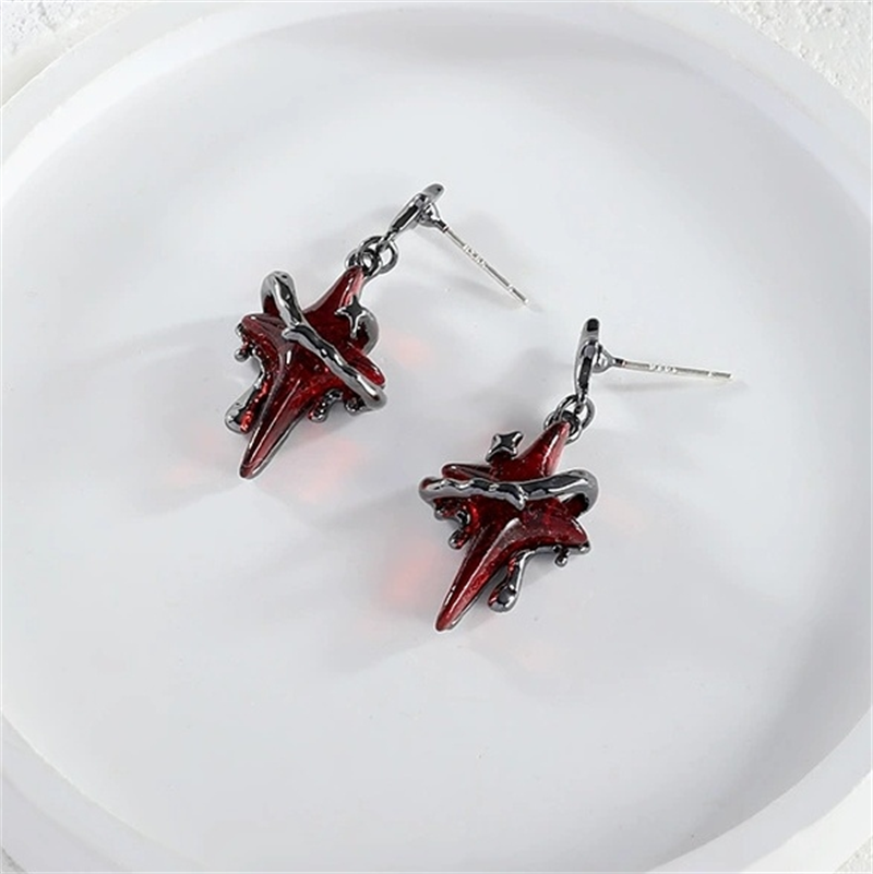 Gothic Style Simple Bloody Star Vintage Stud Earring