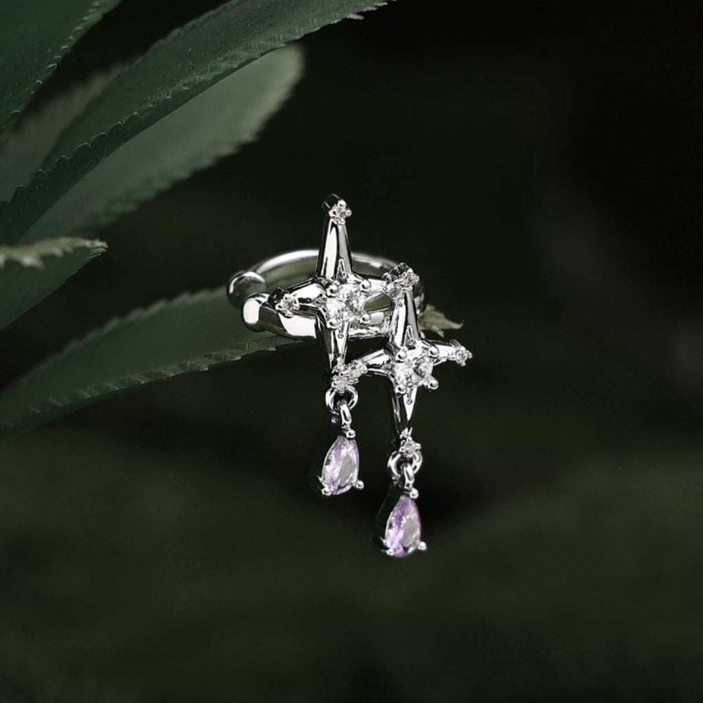 Y2K Chic Girl Shining Sweet Cross Star Ear Cuff(Single One)