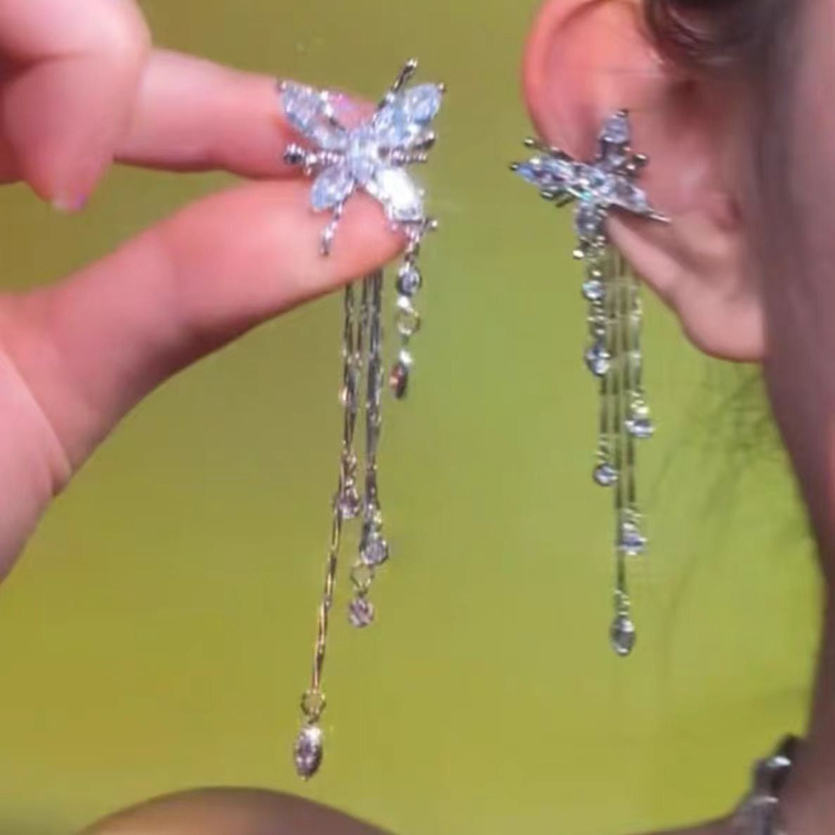 Shining Rhinestone Butterfly Ear Cuffs