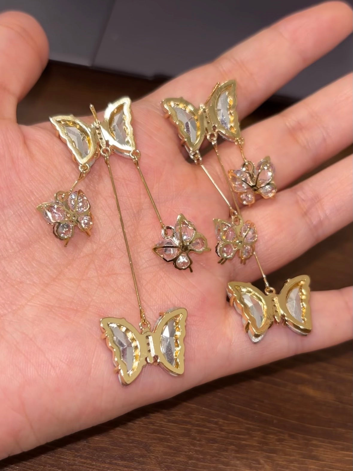 Girls Sweet Purple Butterfly Rhinestone Shining Stud Earring