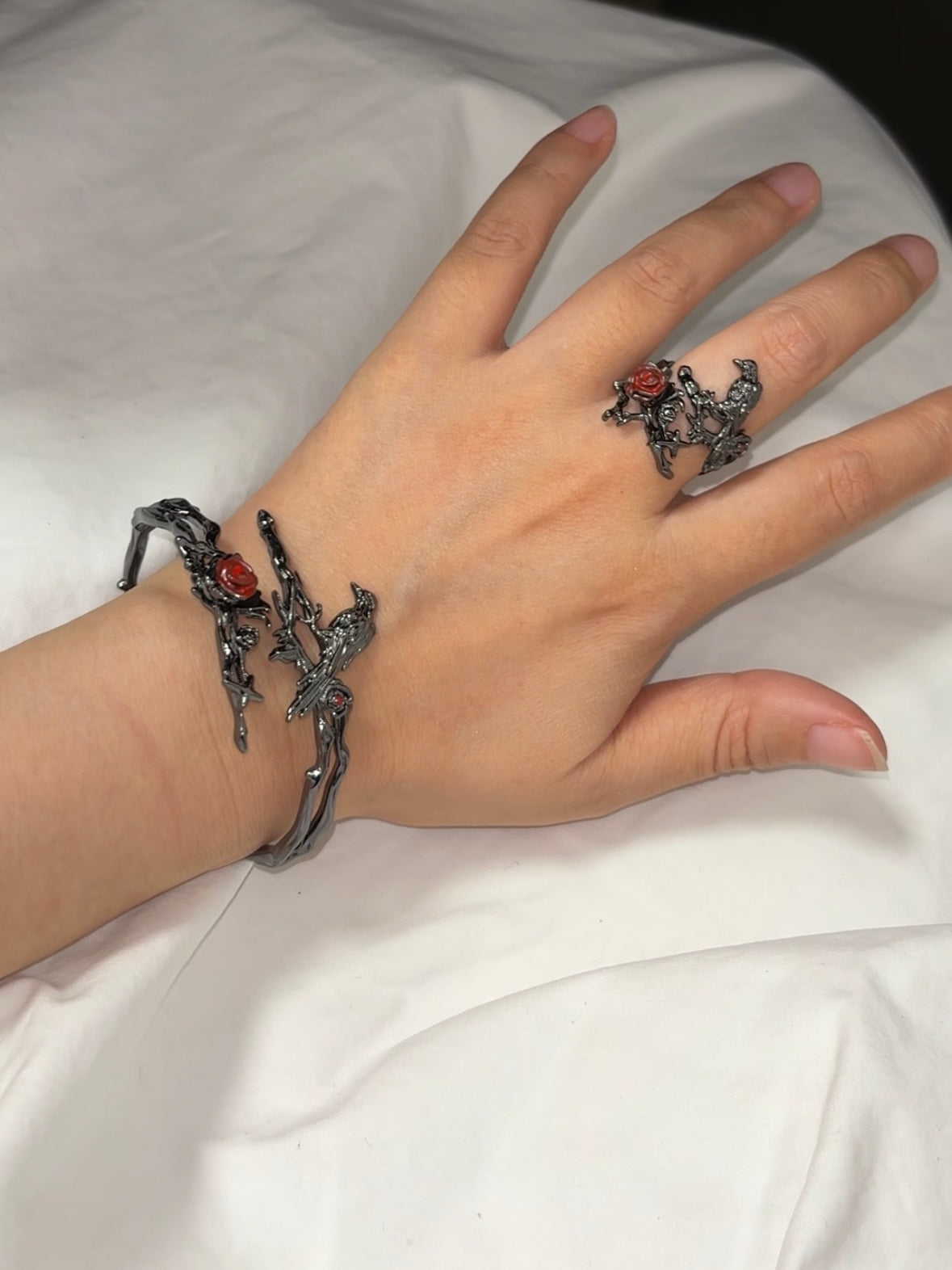 Goth Vampire The Raven King Bracelet & Ring
