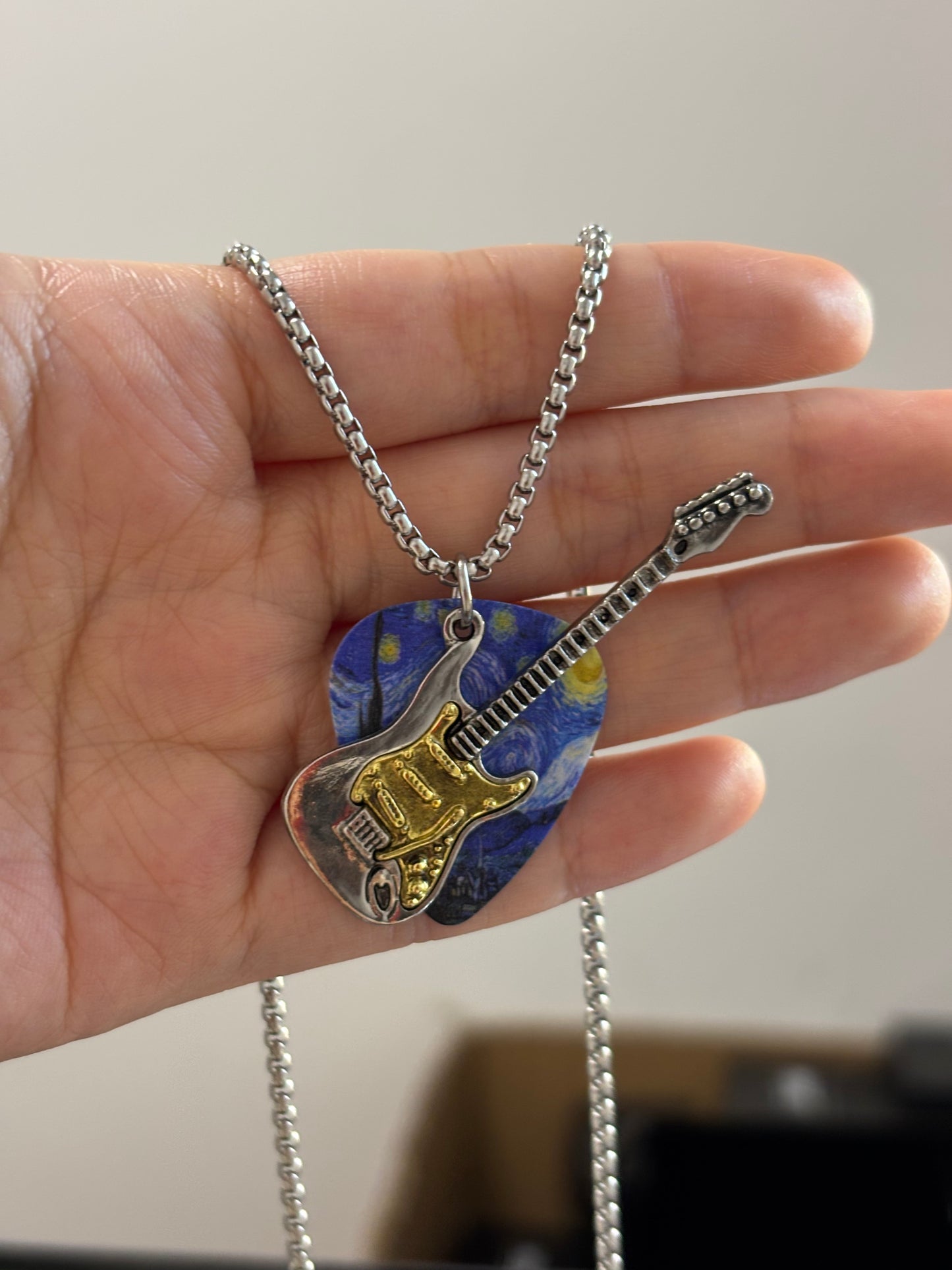 Retro Electric Guitar Pick Necklace