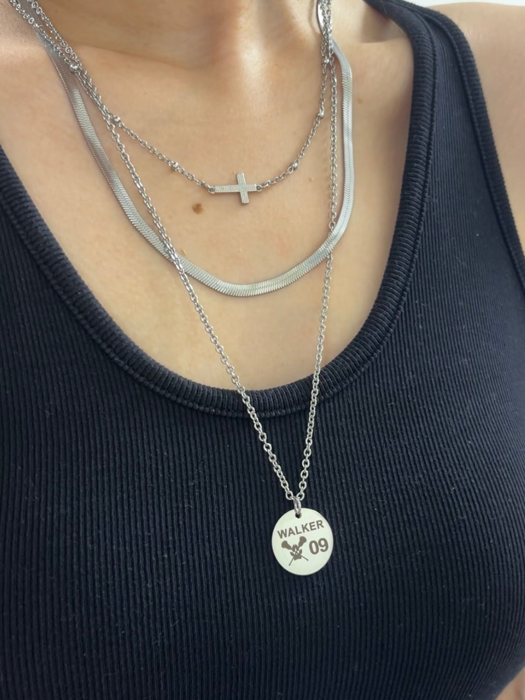 Renee Walker Cross Triple Layered Necklace