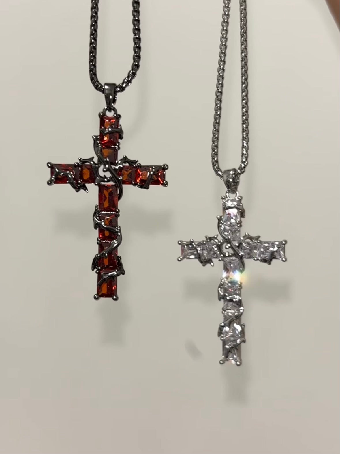 Goth Thorn Cross Necklace