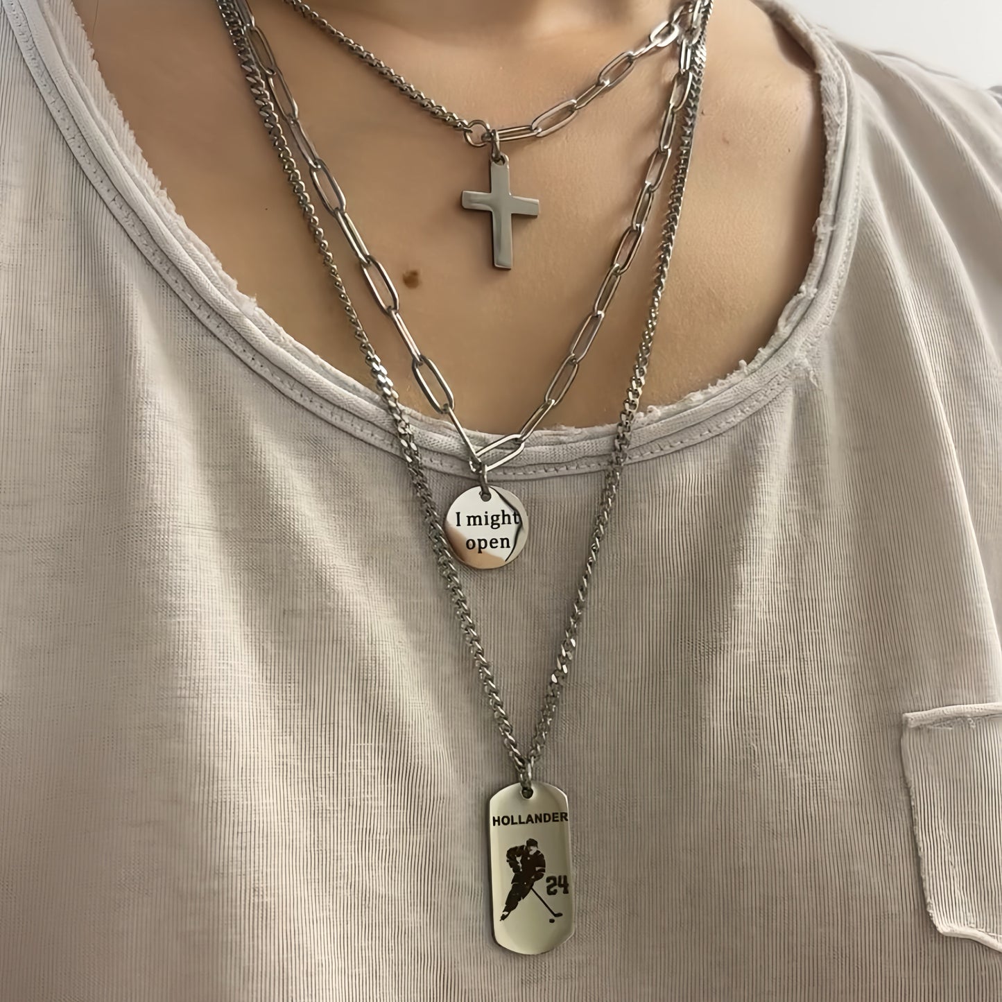 Trible Layer Cross Necklace for Shane