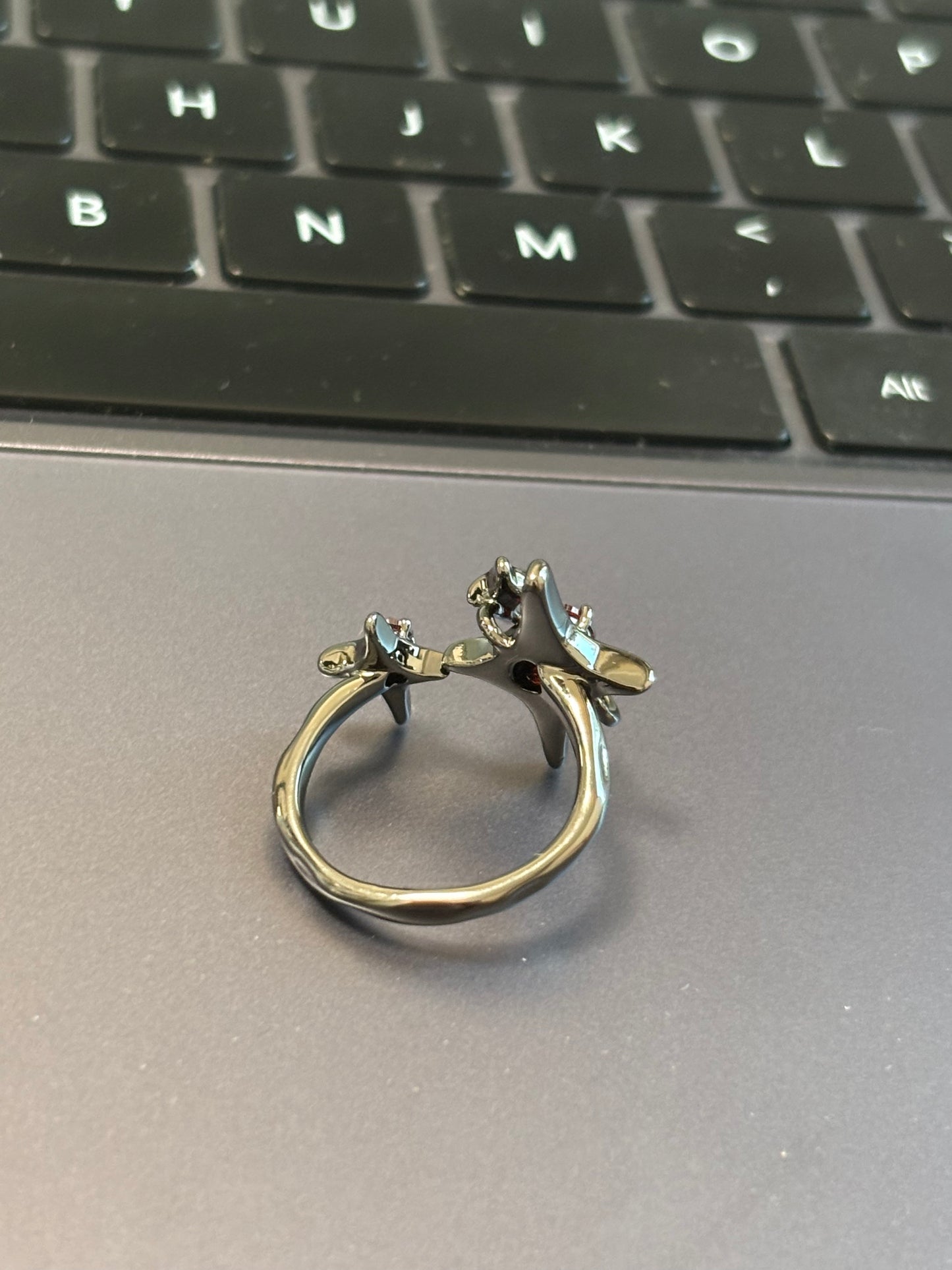 Gothic Red Corrupted Star Ring Inspired by Asmoday
