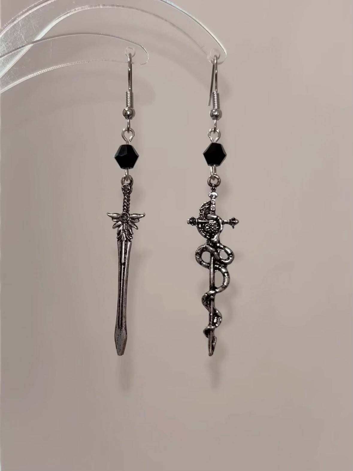 Gothic Snake & Sword Earring