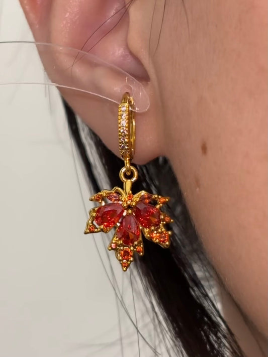 Kazuha Inspired Maple Leaf Hoop Earrings