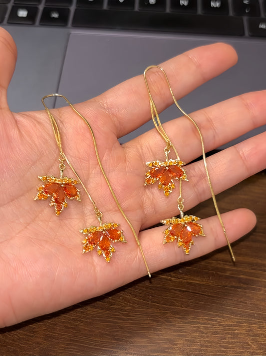 Kazuha Orange Maple Leaf Threader Earrings
