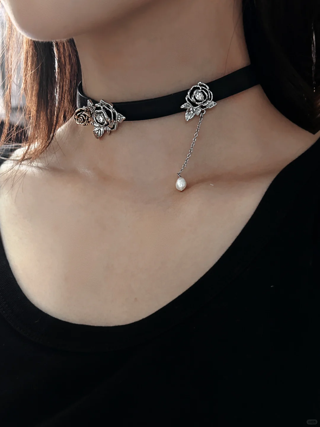 Designer Mädchen Vintage Metall Gold Rose Perle Halsband