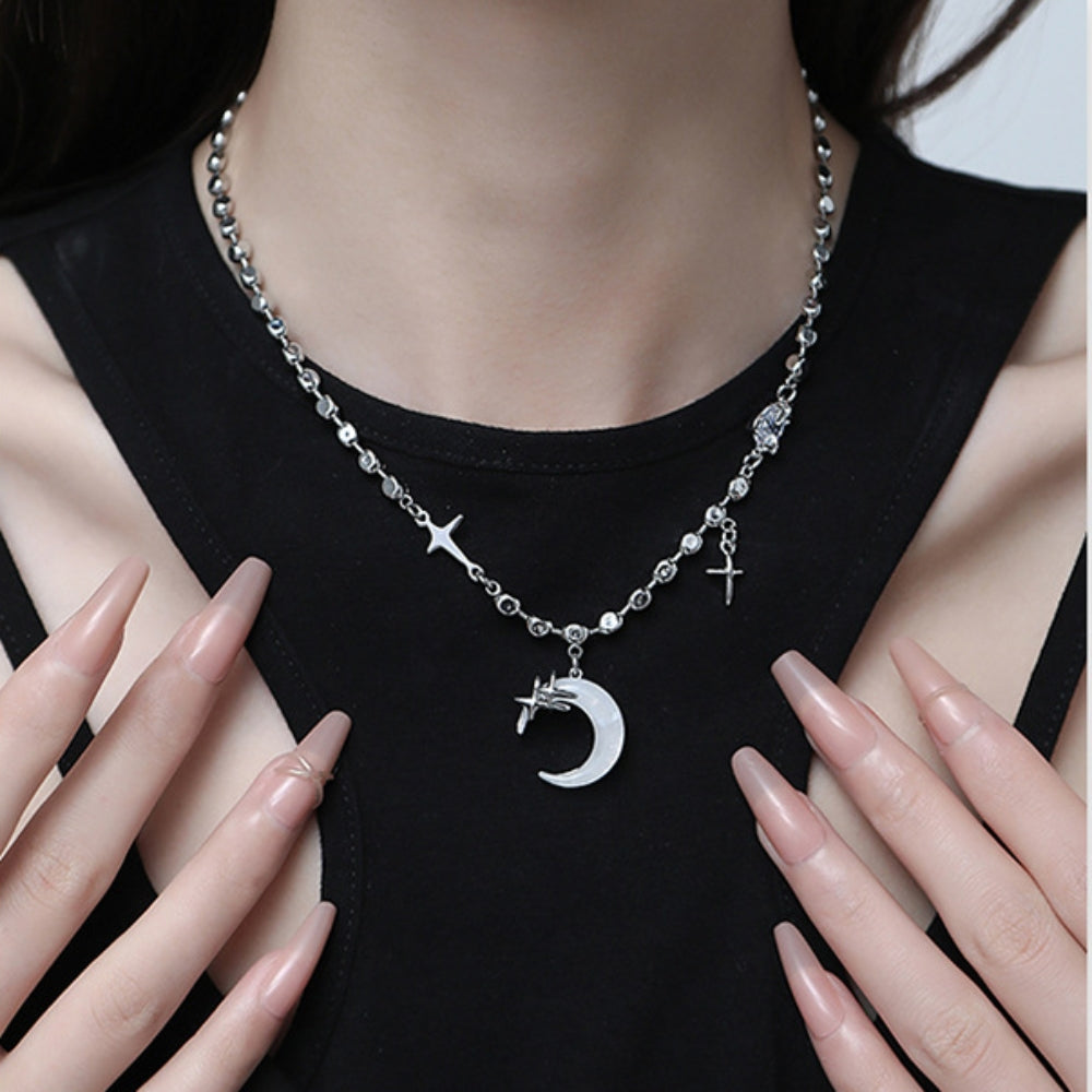 Hübsche weiße Mond- und Sternperlenkette