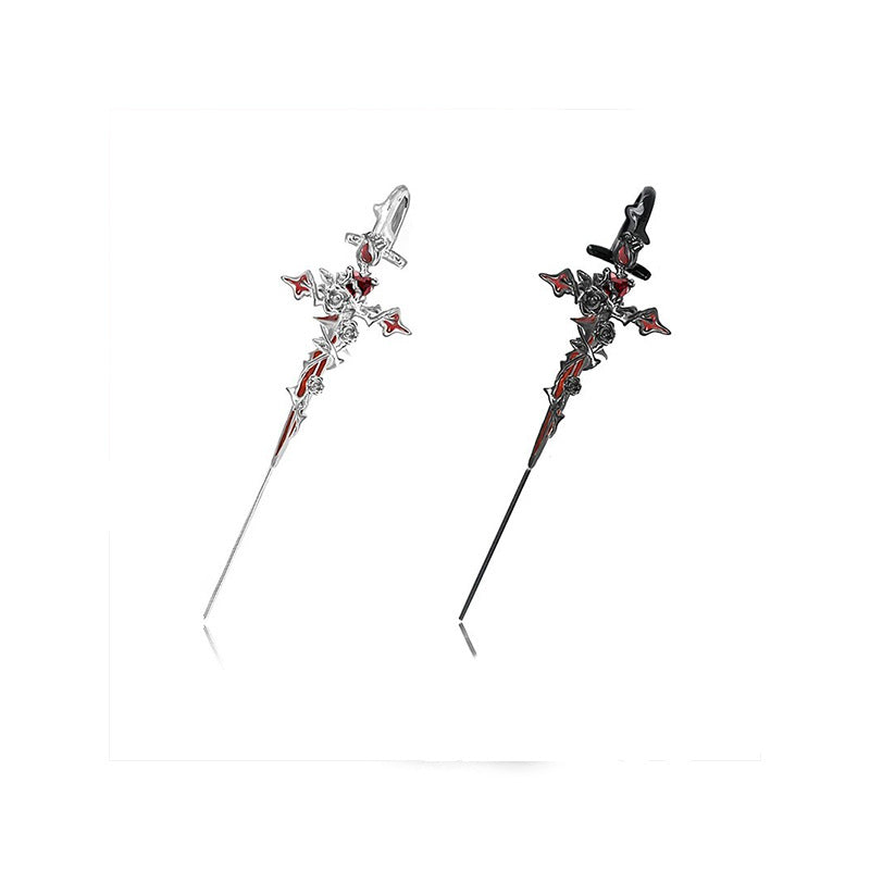 Gothic Y2K Unisex Fallen Angel Cross Earrings – MMT JEWEL
