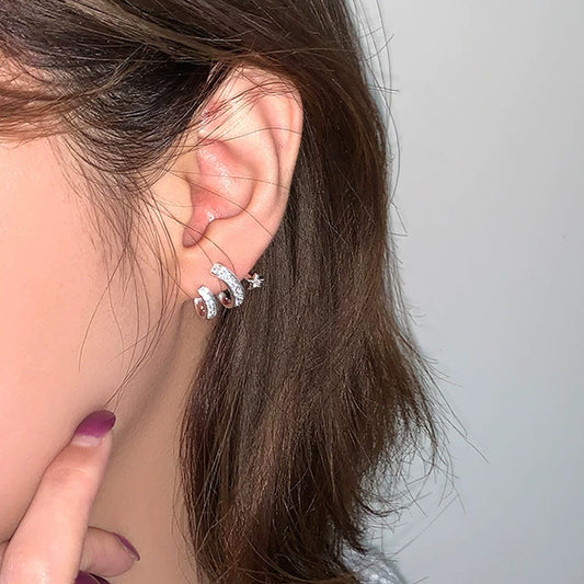 Designer Meteorite Star Zircon Earrings