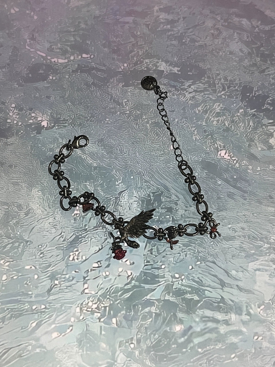 Dark Gothic Raven Rose Bracelet