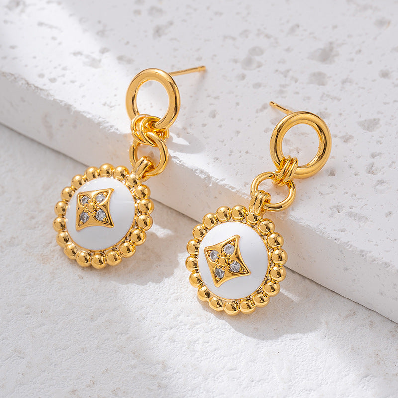 Vintage Runde Damen Strass Creolen Ohrstecker