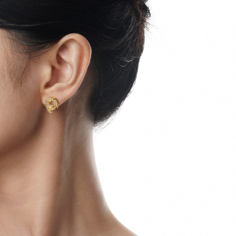 Y2K Süße S925 Silber Runde Jade Ohrstecker