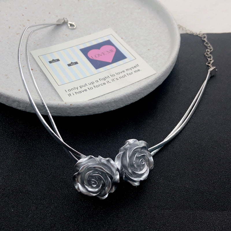Collier ras-du-cou Rose Argent Fille Piquante