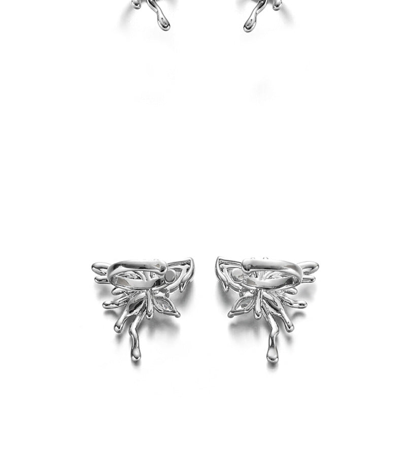 Girls Cute Silver Rhinestone Butterfly Ear Cuff