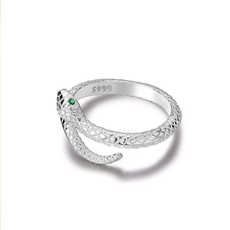 Süßer Designer Sterling Silber S999 Schlangen verstellbarer offener Ring
