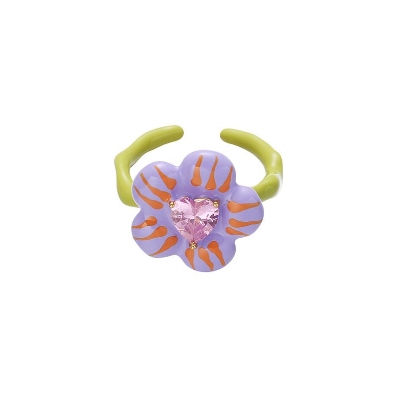 Süßer süßer Blumen-Herz-Zirkonring