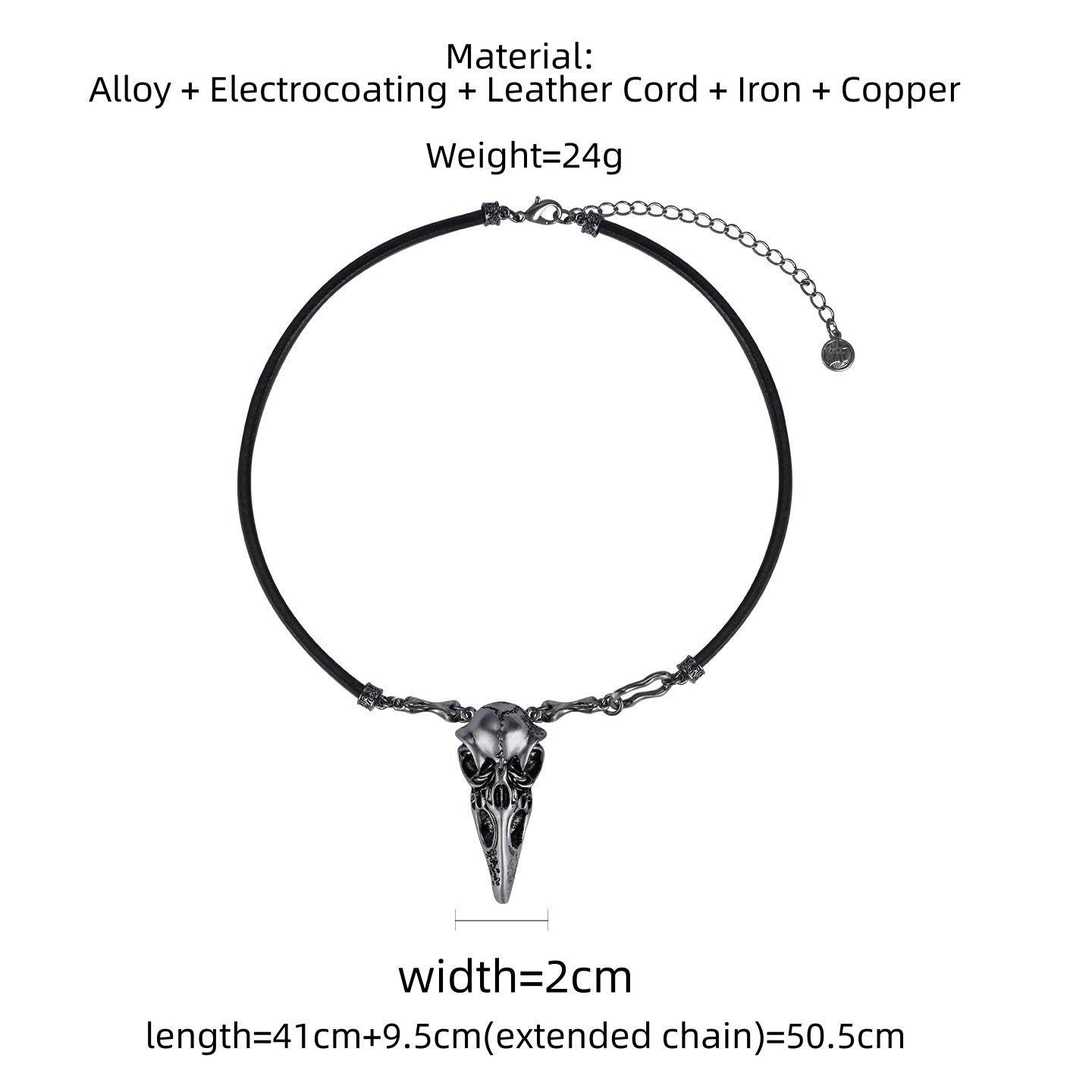 Goth Dark Raven Skull Choker Necklace