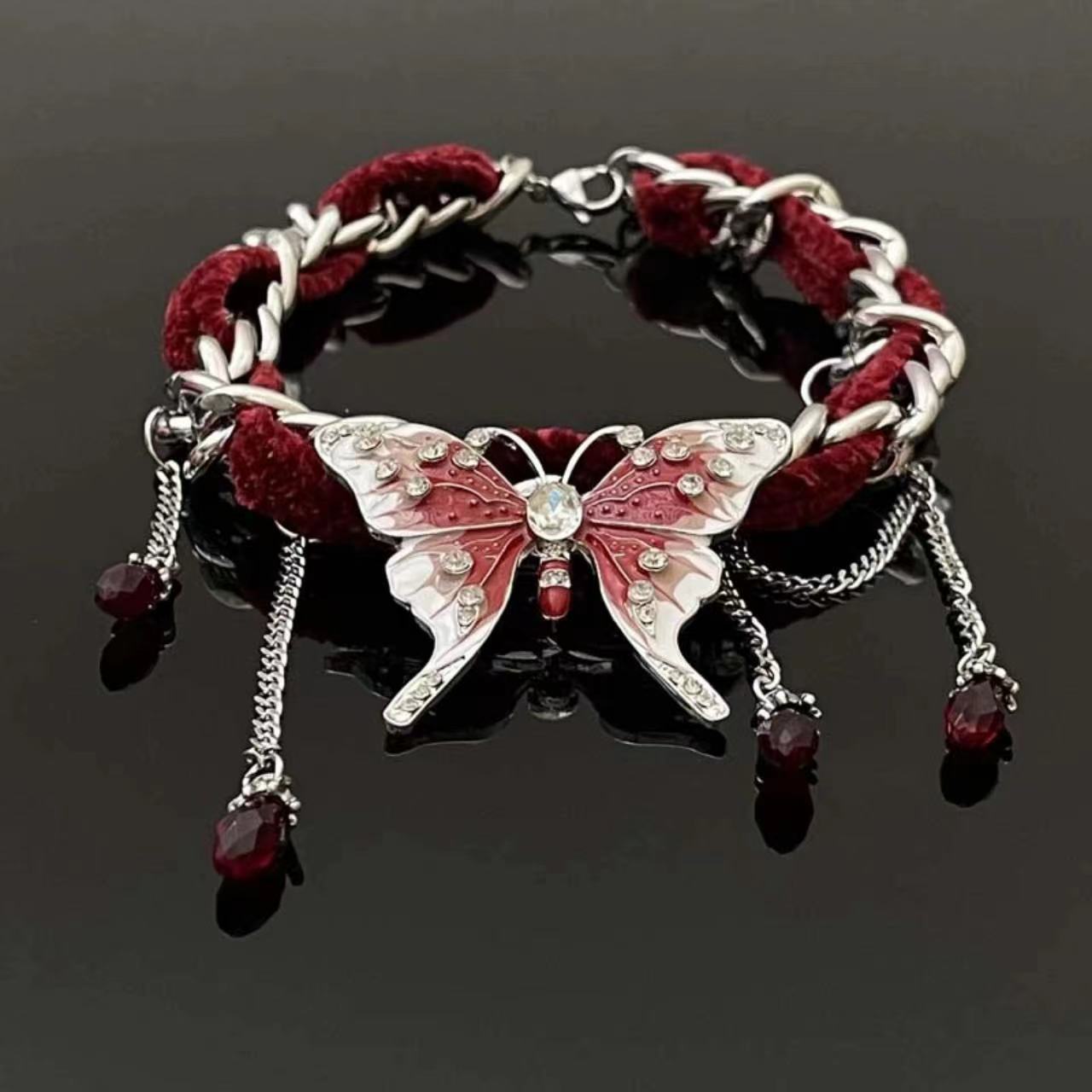 Collier à franges papillon Spice Girl Red Velvet Drop 0il