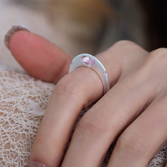 Designer Pink Heart Rotable Ring