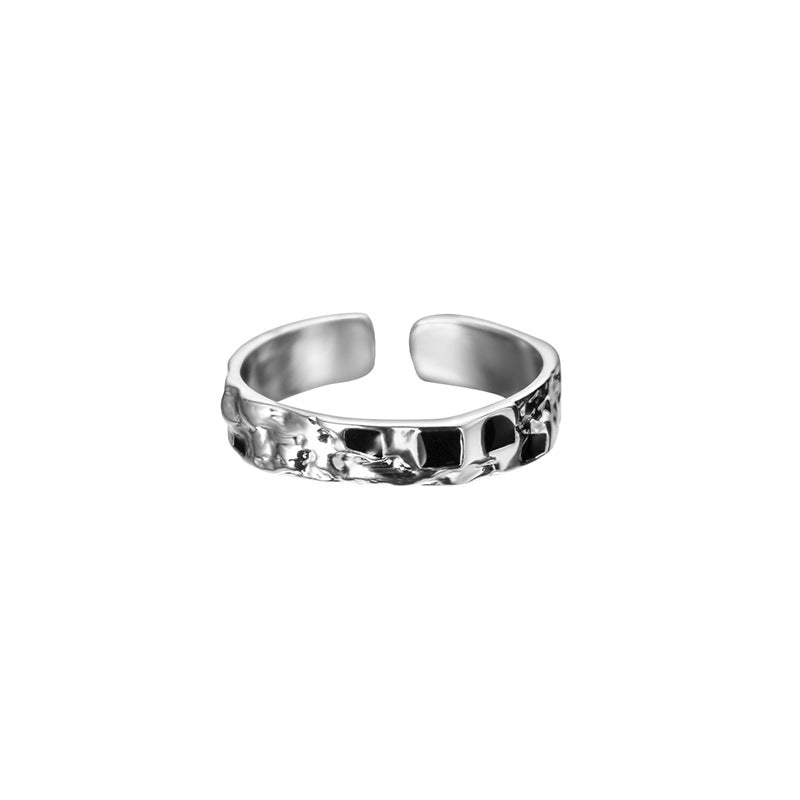 Designer Unisex Schwarz-Weiß Schachbrett Ring