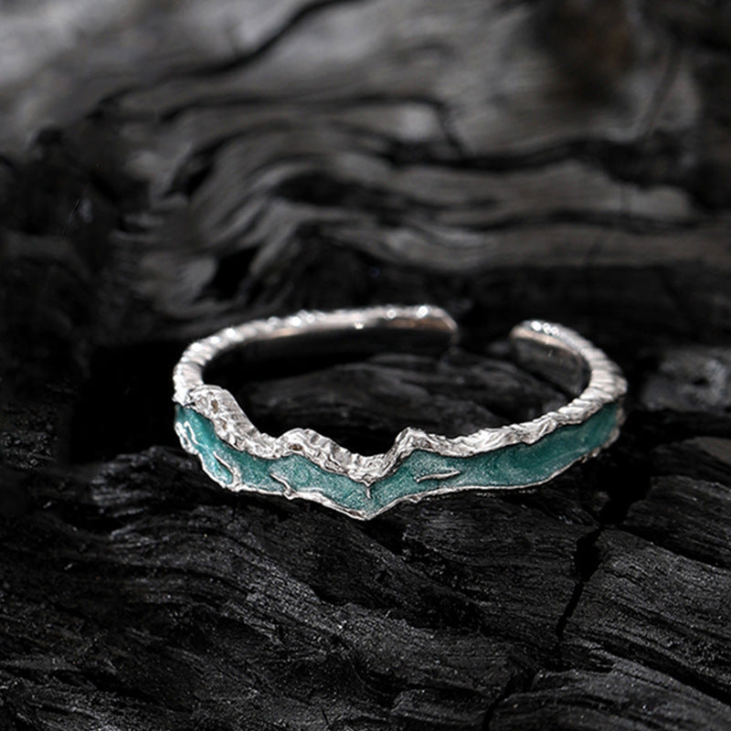 S925 Silber Designer Blau Emaille Paar Verstellbare Ringe