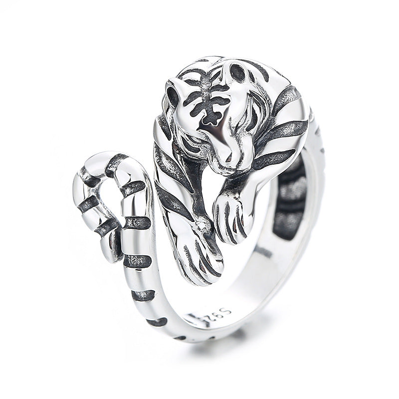 Süßer offener Tigerring aus Silber für Unisex