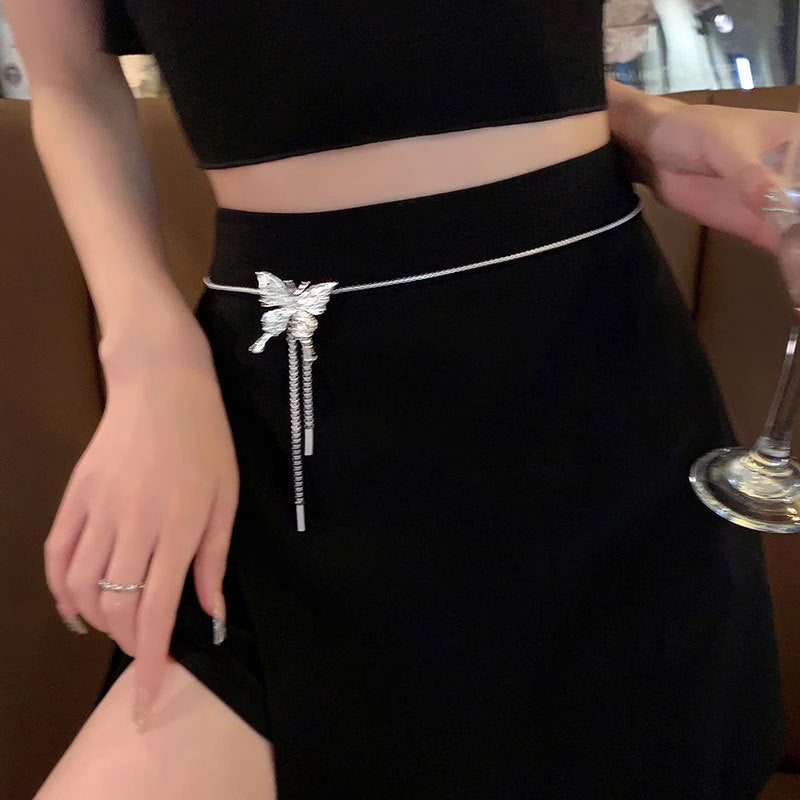 Verstellbare Halskette mit Schmetterlingsmotiv für Damen, Silber