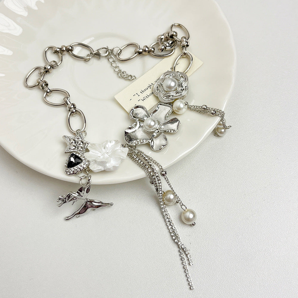 Y2K Chic Mädchen Schmetterling & Blume Halskette Choker