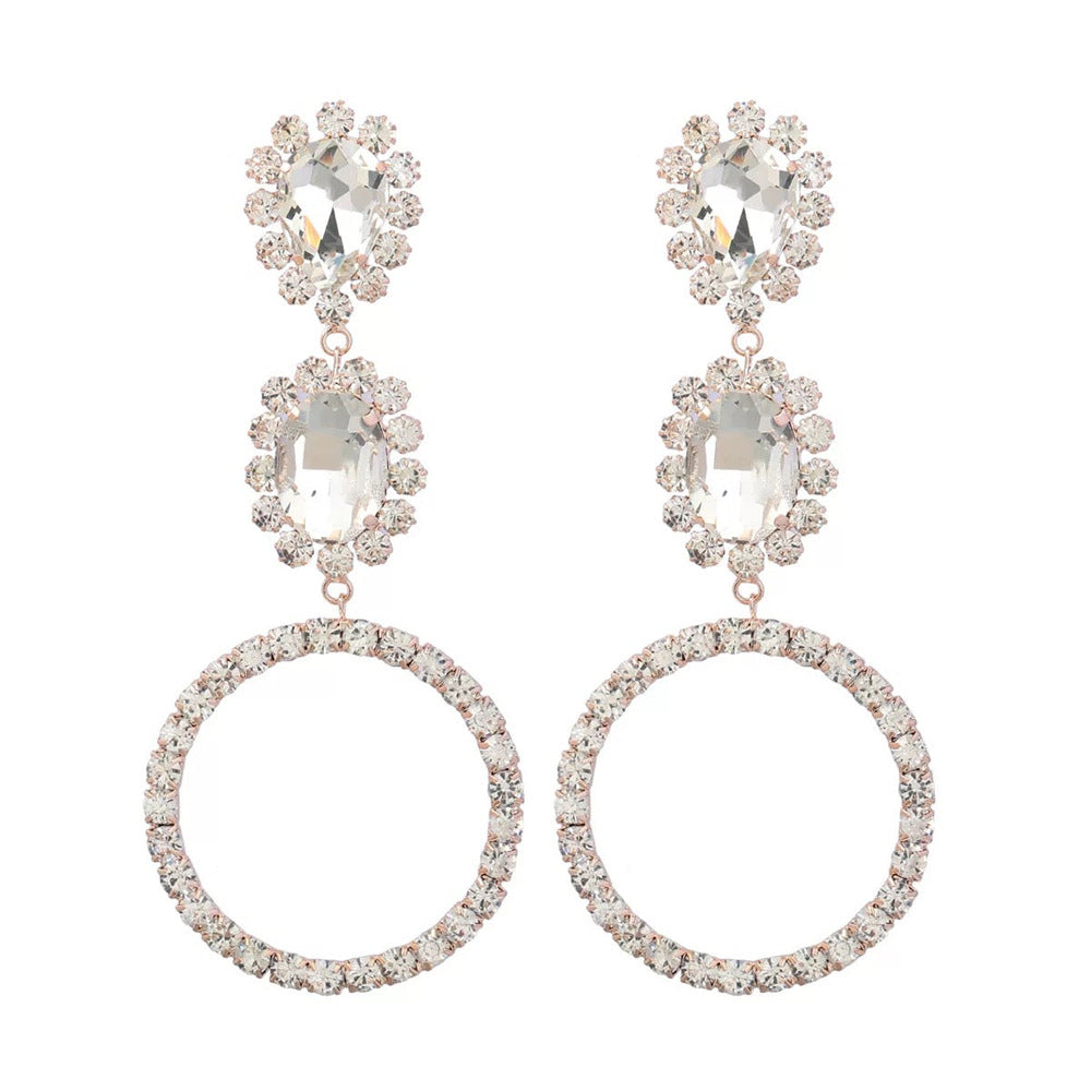Elegante runde Creolen mit Strasssteinen aus Kupfer