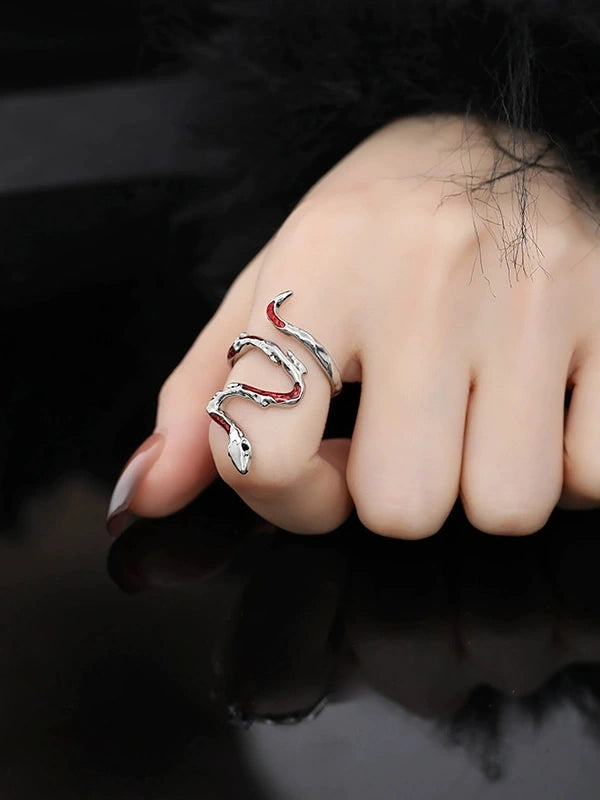 Red Snake Alloy Open Ring