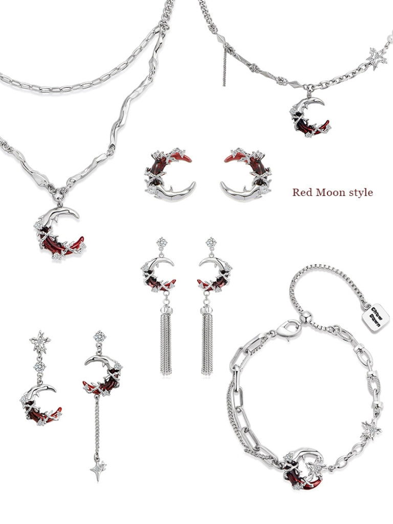 Roter Halbmond-Ring aus glänzendem Metallstern