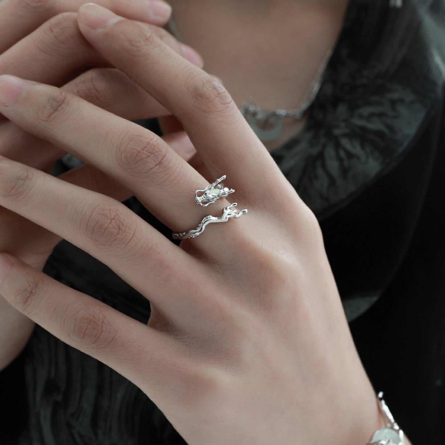 S925 Silber Designer Drachen Ring