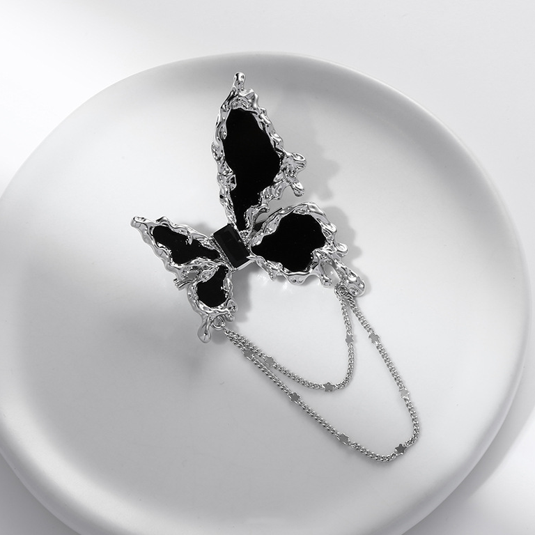 Chic Black Butterfly Brooch