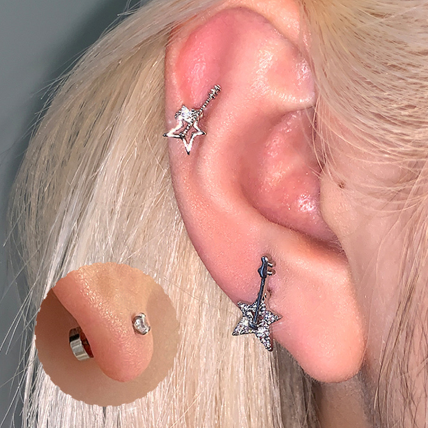 Shining Star Guitar Shining Asymmetrical Earrings