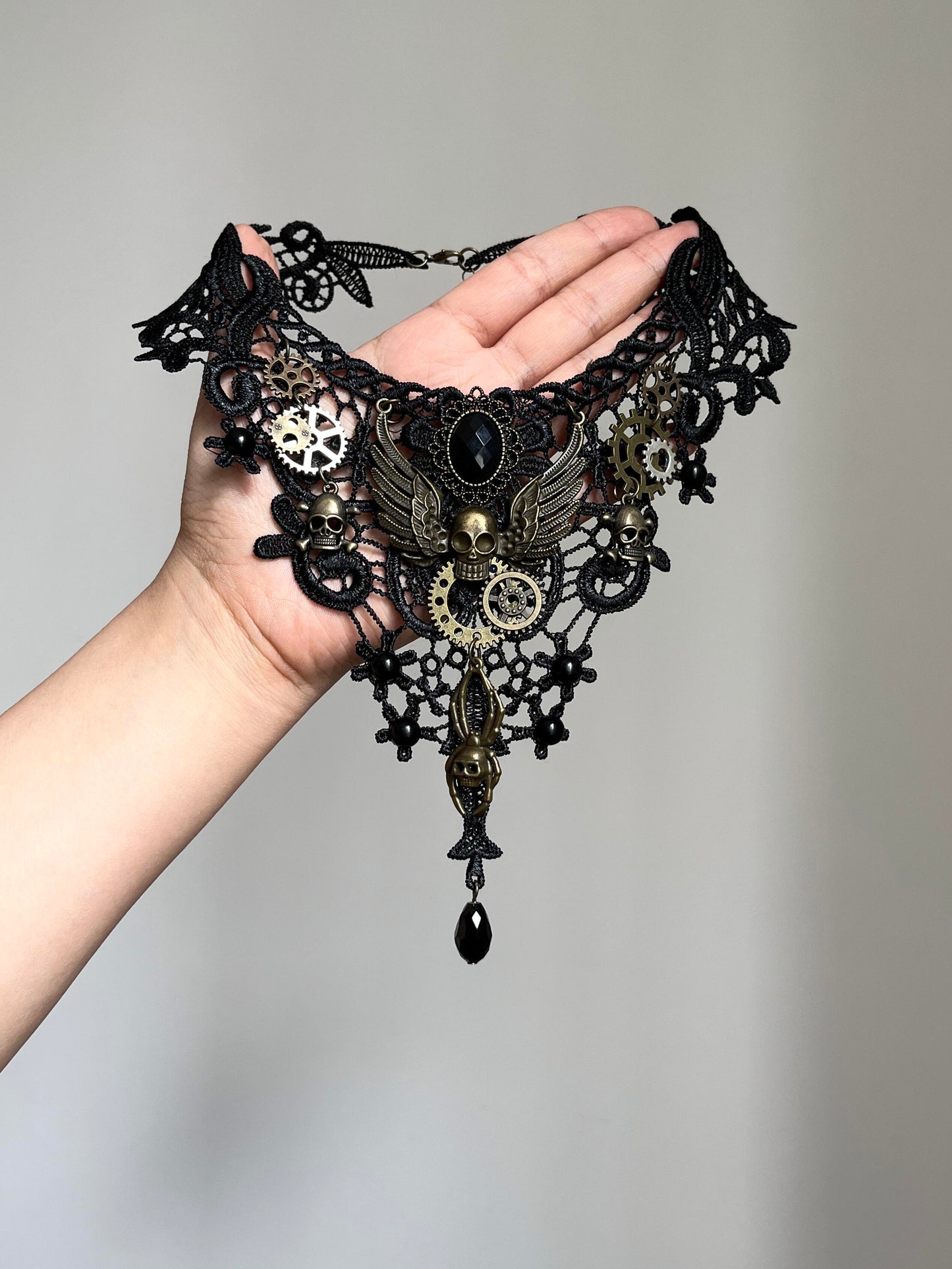 Goth Punk Skull Choker Necklace