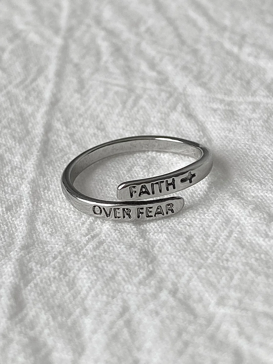 Faith Over Fear S925 Silver Open Rings