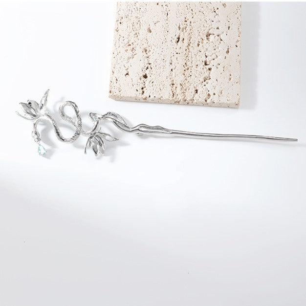 Designer Haarnadel aus Metall mit Schlangen- und Schmetterlingsmotiv