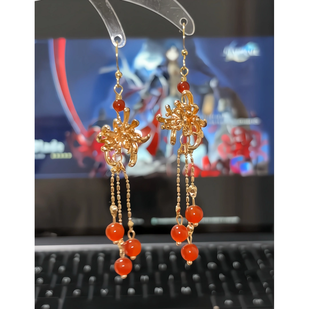 Spider Lily Tassel Hook Earrings for Blade