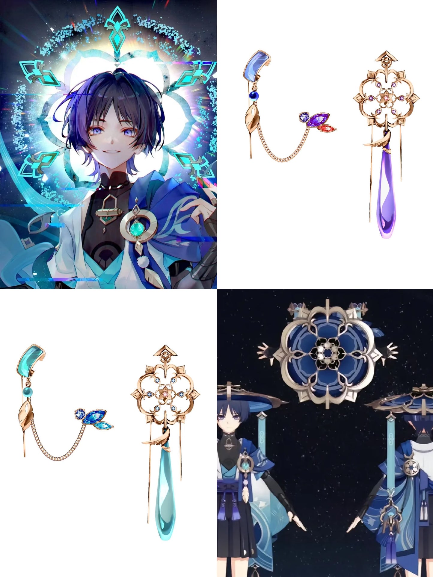 Wanderer Designer Blauer Scaramouche Genshin Impact Ohrring