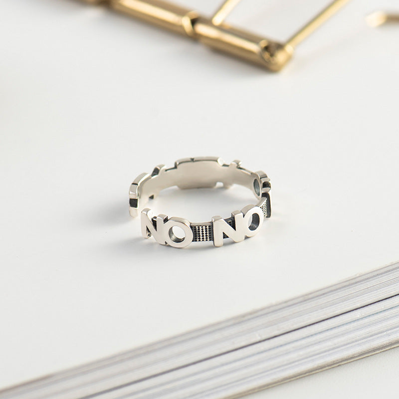 Vintage S925 Silber Ja oder Nein Verstellbarer Ring