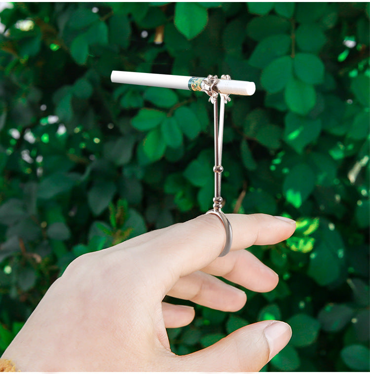 Designer Damen Ring aus Rosémetall zum Halten von Zigaretten