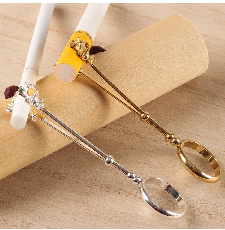 Designer Damen Ring aus Rosémetall zum Halten von Zigaretten